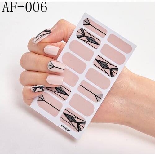 Lamemoria AF Series Nail Stickers Geometric Stripes Designs DIY Polish Wraps New Arrival Full Cover Art Sticker Tips Wholesale