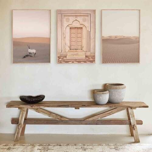 Boho Landscape Wall Art Desert Travel Print Marrakech Poster Goat Canvas Print Painting Wall Picture Living Room Moroccan Decor