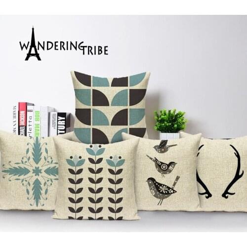 Marine Style Cushion Cover Mermaid Pattern 45*45cm Cotton Linen Pillowcase Waist Throw Pillow Cover