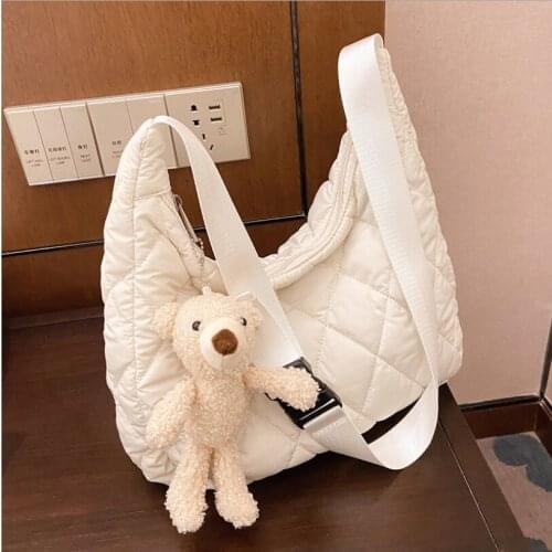 2021 New womens handbag space pad cotton down large handbag womens shoulder bag Korean solid womens messenger bag