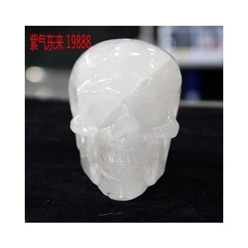 The original stone grinding Pure natural white crystal skull model 15*10.5*8.5cm free shipping