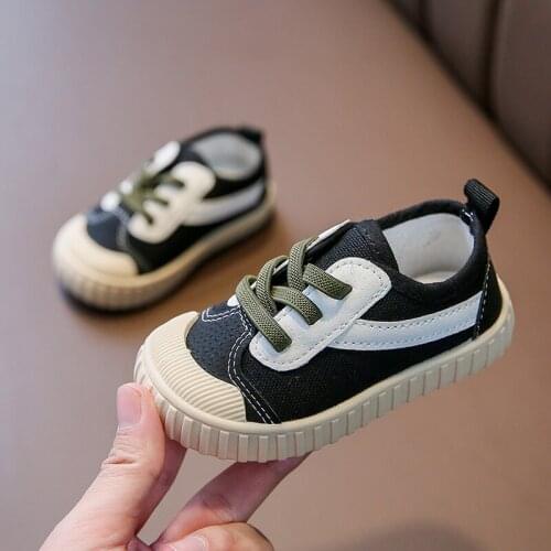 Autumn Childrens Shoes Boys and Girls Baotou Students Leisure Performance White Shoes Breathable Canvas Shoes Toddler Sneakers