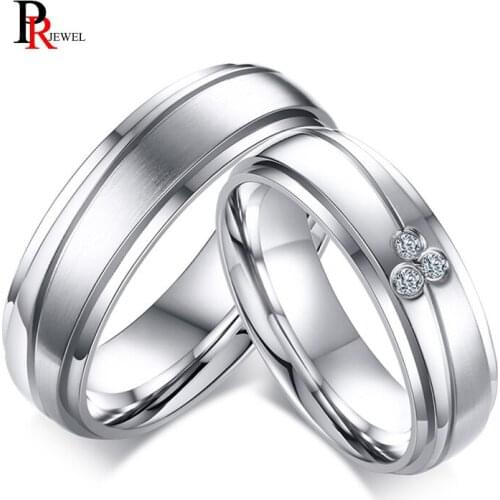 CZ Couple Wedding Rings for Women Man Never Fade 6MM Stainless Steel Alliance for Love Gifts Jewelry