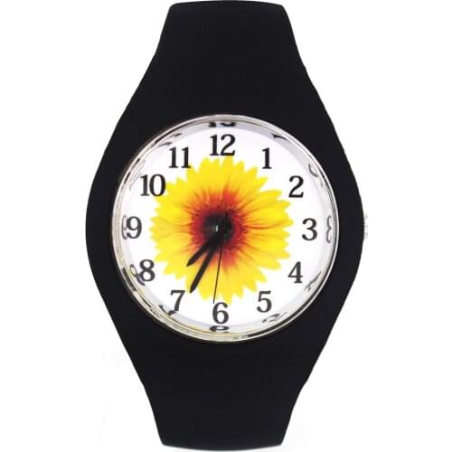 Sunflower Sun Flower Pattern Fashion Women Men Sport Soft Silicone Strap Quartz Wrist Watch