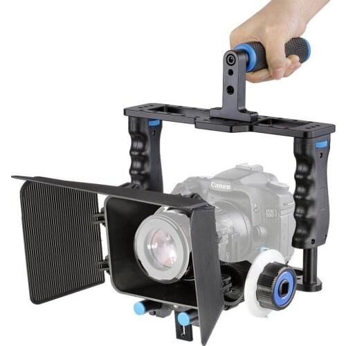 Professional DSLR Camera Rig Handheld Stabilizer Mount Cage+Matte Box+Follow Focus For Canon Nikon Sony Camera Video Camcorder