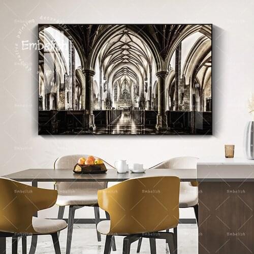 Simple Architecture Modern Decoration Painting Retro Art Church Roman Column Palace Posters For Living Room,Entrance Wall Art