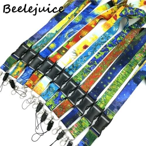 Van gogh Sunflowers Starry sky oil painting Classical Style Lanyard keys 90s Phone Badge Holder Neck Straps Hang Ropes Lanyards