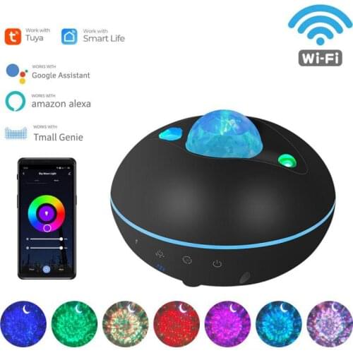 Tuya LED Star Galaxy Projector WiFi Music Ocean Wave Night Light APP Wireless Control Decor Bedroom Lamp Gifts Alexa Google Home