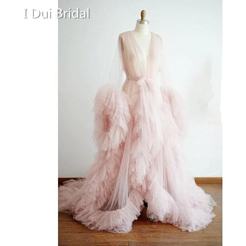 Tulle Dressing Gown Bride Robe Hollywood Robe Performance Gown Chic Outfit Drag Queen Materinity Photography Dress