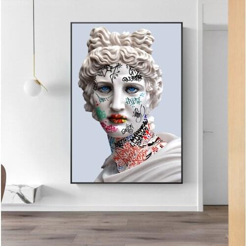 Modern Style Funny Creative Sculpture Canvas Painting Wall Art Nordic Posters and Prints Wall Pictures for Living Room Decor