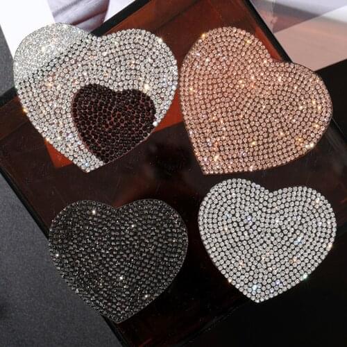 New Arrival Rhinestone Heart Patches Iron On Bags Or Hat 6CM-8CM Sewing Supplies Decorative Badge KD6001