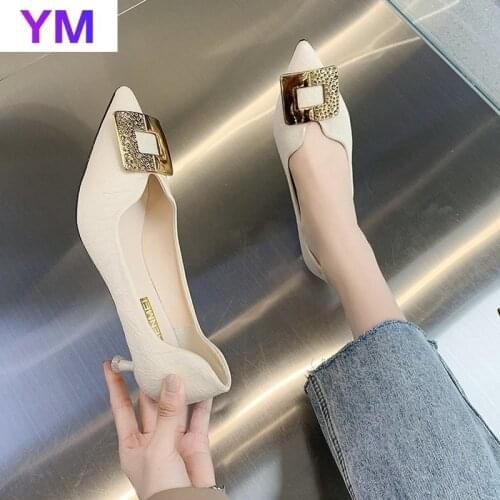 2021 Spring Luxury Designer Woman High Heels Single Shoes Women Pointed Toe Buckle Sexy Office Party Wedding Shoes Ladies Pumps