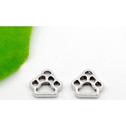 300pcs Antique silver charms paw print pendants for jewelry findings 13x11mm