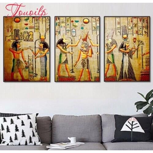 Touoilp 5D diy Diamond Painting Egyptian picture Cross Stitch Needlework Mosaic Resin Full Diamond mosaic home Decor Crafts 3pcs