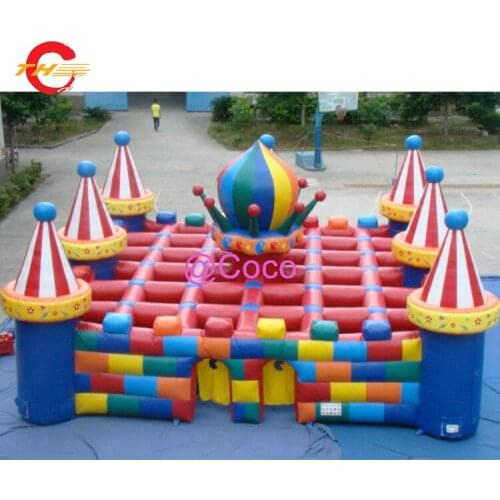 Free air ship to door, 10x10x2m giant inflatable maze, laser tag games for kids, portable inflatable obstacle course castle