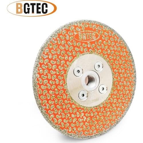 BGTEC 5" Electroplated diamond cutting & grinding disc 5/8-11 flange Single side coated 125mm granite marble diamond blades