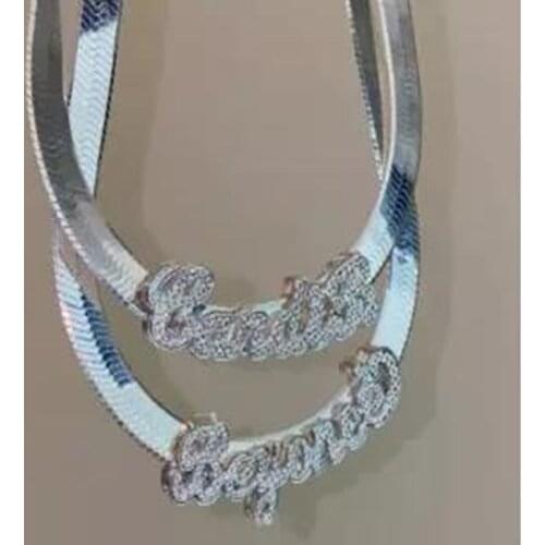 AurolaCo Personalized Snake Chain Necklace Custom Name Necklace Customized Nameplate Necklaces for Women/Men Gifts