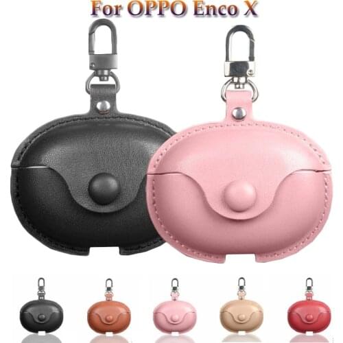 PU Leather Case for OPPO Enco X Case Portable Protective Cover with Anti-lost Buckle for OPPO Enco X Wireless Bluetooth Headset