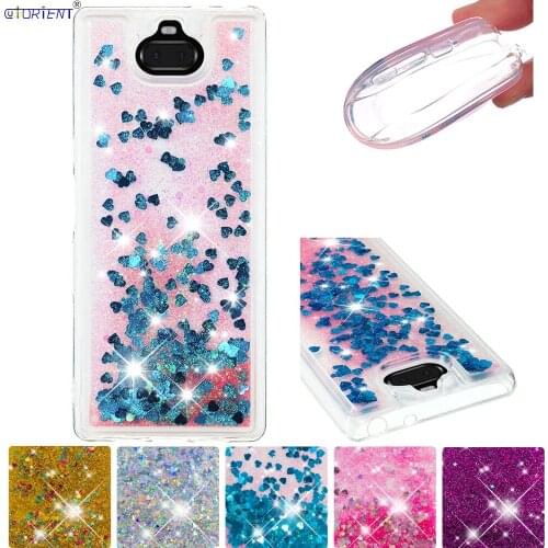 Cute Case For Sony Xperia 10 Plus Bling Glitter Back Cover I4213 I4293 I3213 I3223 Dynamic Liquid Quicksand Soft TPU Bumper Case