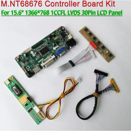 For B156XW01 LP156WH1 Inverter+cable 1CCFL 1366*768 VGA+DVI LVDS 30-Pin 15.6" M.NT68676 LCD display controller card DIY kit