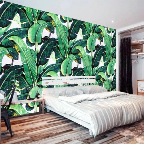 European Style Retro Tropical Rain Forest Plant Banana Leaf Photo Wallpaper Pastoral Mural Background Wall Mural Bedroom Fresco