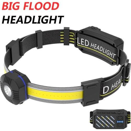 Usb Rechargeable Light Large Floodlight Cob Headlight Outdoor Camping Headlight Soft Light Patch Headlight