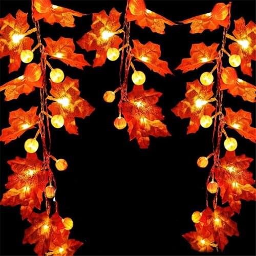4M 40leds Maple Leaves Fairy String Lights Halloween 3D Pumpkin Lights Lamp for Halloween Thanksgiving Fall Xmas Parties