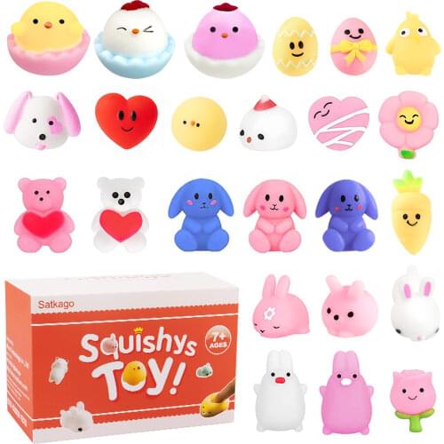 Satkago Kawaii Fidget Toys Pack Soft Squishy Squeeze Toy for Anti Stress Cartoon Animal for Kids Adults Relieves Anxiety