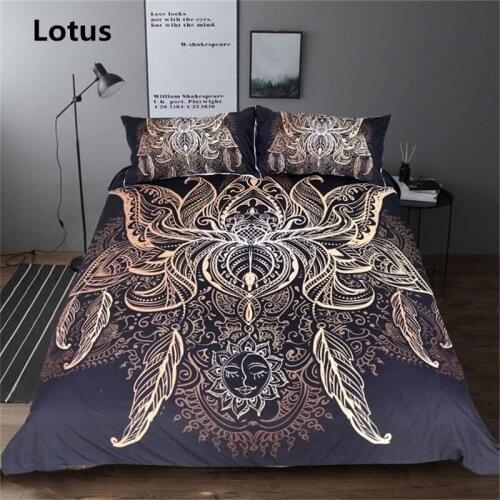 3 Pcs Elephant Bedding Linen Set Boho Mandala Golden Design Ethnic Indian God Ganesha Duvet Cover Indian Symbol Bed Cover