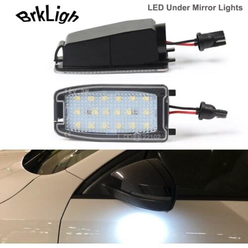 2Pcs White LED Under Side Mirror Lamp Puddle Light For Volvo S60 S80 V70 XC70 XC90 Land Rover LR2 LR3 LR4 Range Rover Error Free