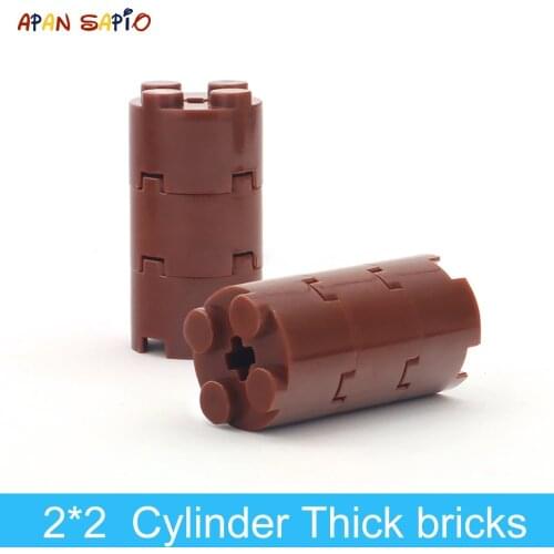 50pcs DIY Building Blocks Thick Figures Bricks Cylinder 2x2Dots Educational Creative Size Compatible With lego Toys for Children
