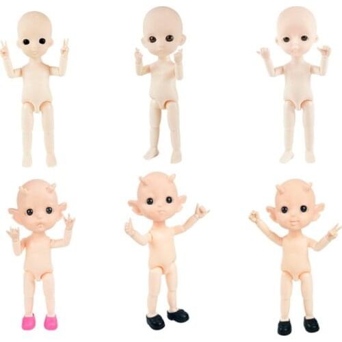 New 16cm Bjd Doll with 13 Movable Joints and 7 Gestures Can Change Nude Baby Dress Up Play House Toy Girl 1/12 DIY Birthday Gift