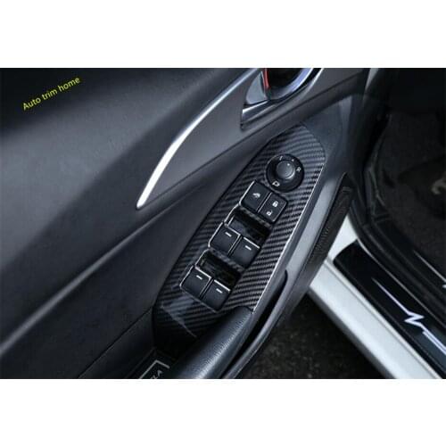 Lapetus Interior Refit Kit Door Armrest Window Lift Button Cover Trim 4 Piece For Mazda 3 2017 2018 ABS Carbon Fiber Look