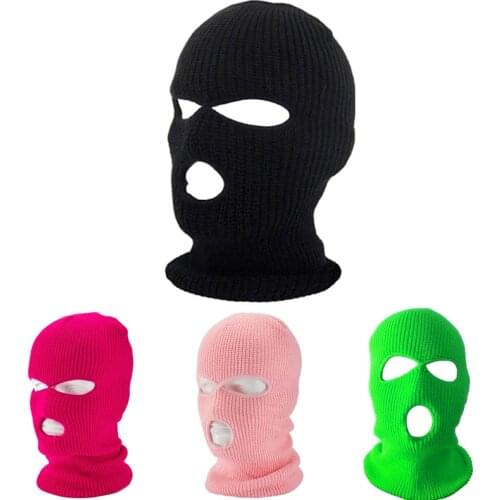 Ski Mask Knitted Face Cover Winter Balaclava Full Face Mask for Winter Outdoor Sports CS Three 3 Hole Balaclava Knit Hat Hip Hop