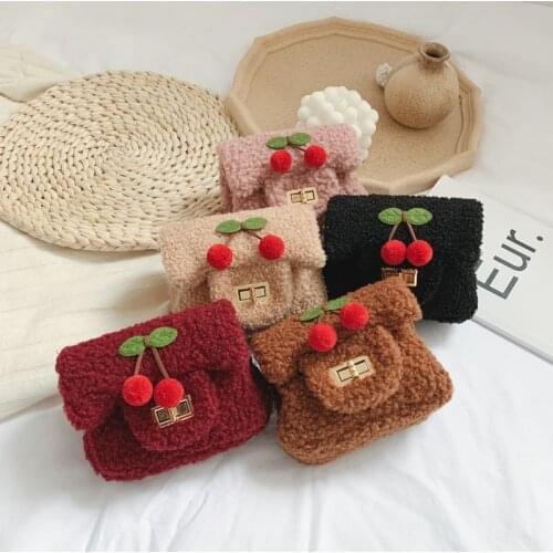 Cute Toddler Baby Messenger Bag Children Girls Princess Cherry Shoulder Bag Handbag Plush Bag Children Backpack Shoulder Bag