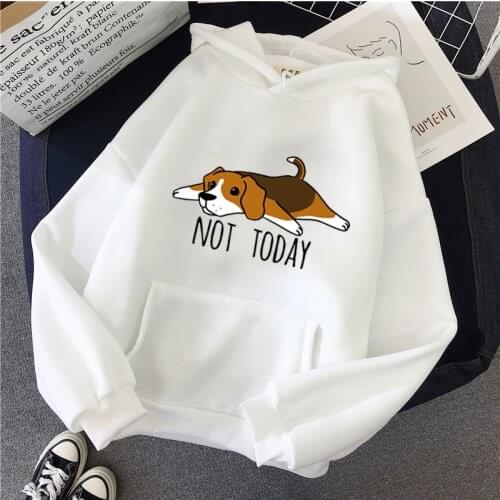 Kawaii Funny Women Hoodies Cartoon Dog Graphic Swearshirts Camisetas Animal Print Dabbing Beagle Dog Long Sleeves Pullovers