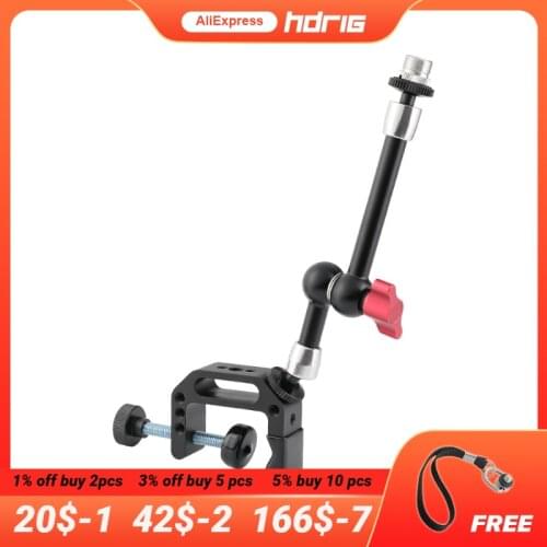 HDRIG Multipurpose C Clamp Articulating Magic Arm 203mm long with 5/8"-27 Microphone Screw Adapter for Camera Cage
