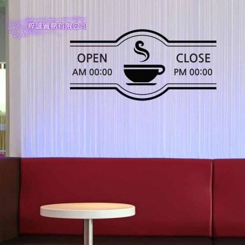 Business Hours Coffee Shop Sticker Milk tea Decal Cafe Cup Poster Vinyl Art Wall Decor Mural Bread Coffee Break Glass Decals