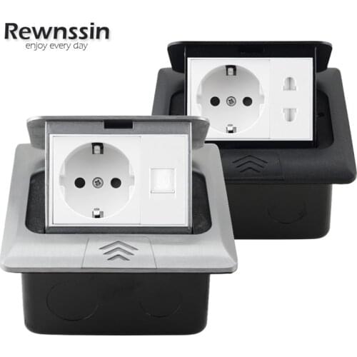 Floor socket With USB Type C Plug Hidden socket Slow Pop Up Ground socket RJ45 TV HDMI 2 Pin Type-C EU Europe Electrical Outlets