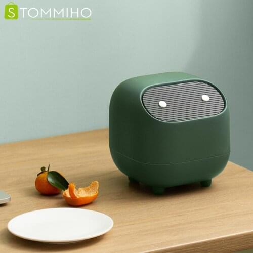 STOMMIHO Desktop Trash Can Garbage Organizer Plastic Trash Can Shake Cover Small Paper Basket Dust Bin Bedroom Storage Office