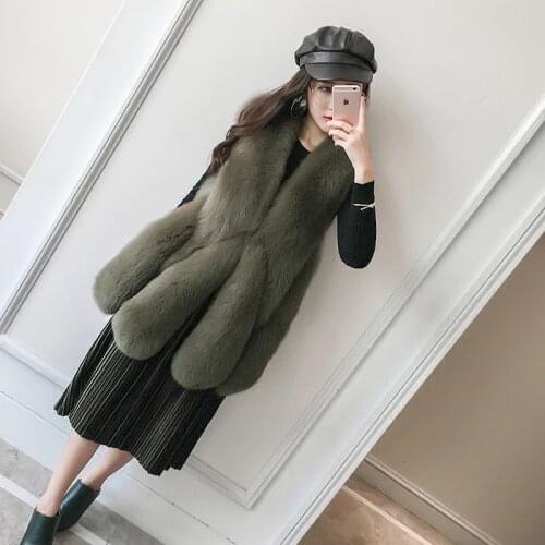 2020 new real natural fur fox vest ladies long slim slimming dripping fox vest