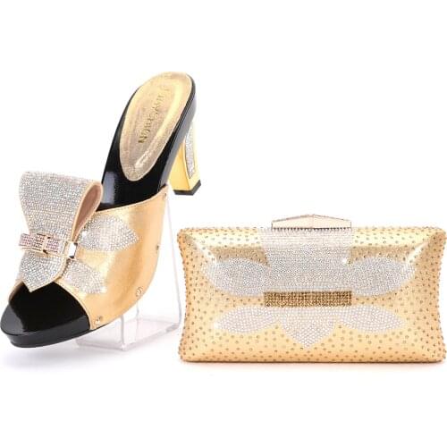 2021 new African Nigerian Italian slippers womens bag matching wedding shoes diamond slippers womens flat shoes