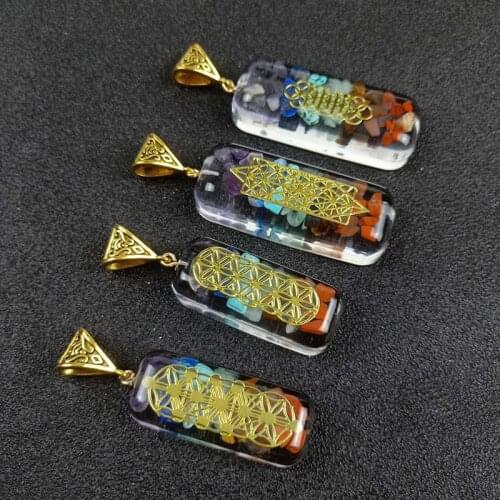 Natural 7 Chakra Orgone Energy Healing Pendant Necklace for Women Chakra Stones Necklace for EMF Protection Dropshipping