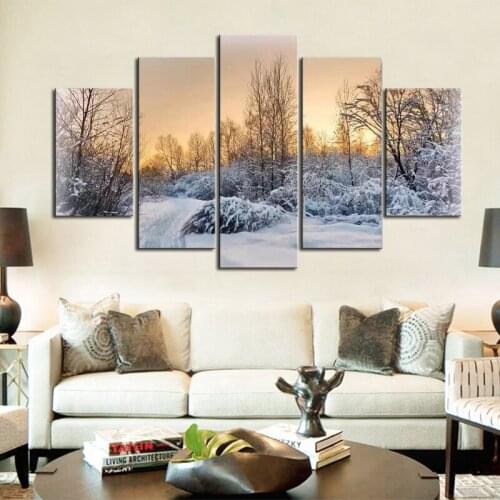 Snow Landscape Print Poster Tree Canvas Painting Winter Scenery Paintings Wall Papers Home Decor Bedroom Decorations Living Room