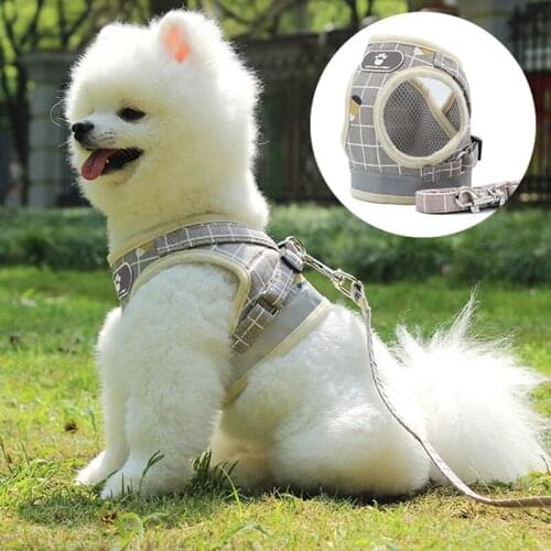 Adjustable Outdoor Safety Walking Nylon Pet Safe Travel Supplies Polyester Breathable Reflective Harness For Small Medium Dogs