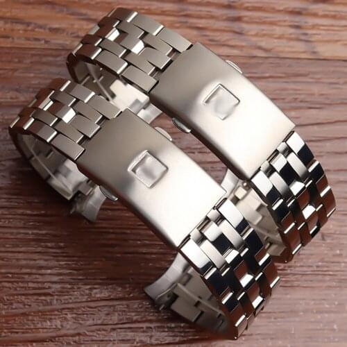 Watchbands Bracelet For 1853 PRC200 T17 T461 T055 T014 Men Fold Clasp Strap Watches Accessories Stainless Steel Watch Band Chain