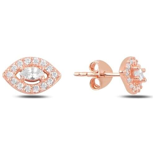 Silver 925 Sterling Shuttle Zircon Engagement Earrings