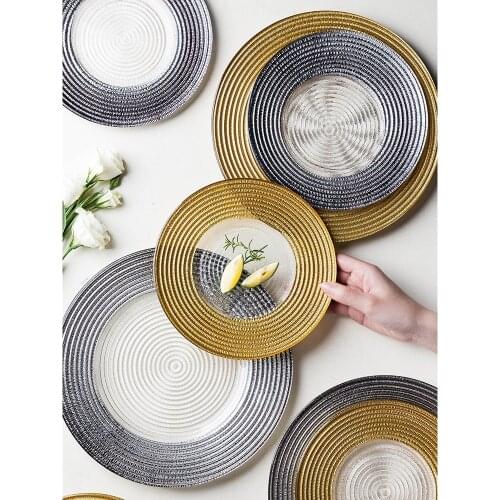 Retro glass dinner plates creative dishes and plates sets wedding salad plates 5 stars restaurant plates steak dessert plate