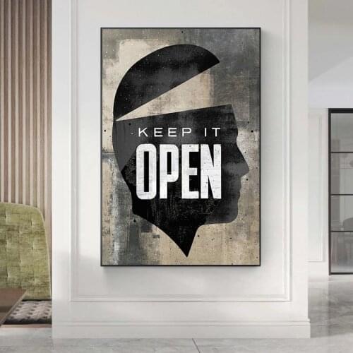 Keep It Open Motivational Quote Canvas Painting Hustle Artwork Posters and Prints Wall Art Pictures for Living Room Home Decor