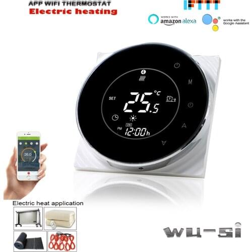16A WIFI electric heating thermostat for Alexa Google home,with Internal and external dual sensors